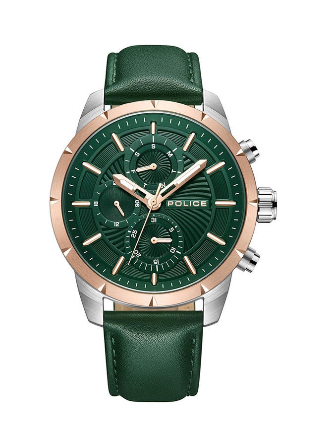 POLICE Men's Neist Leather Strap Chronograph Wrist WatchPEWJF2227103 - 45mm - Green - Image 1