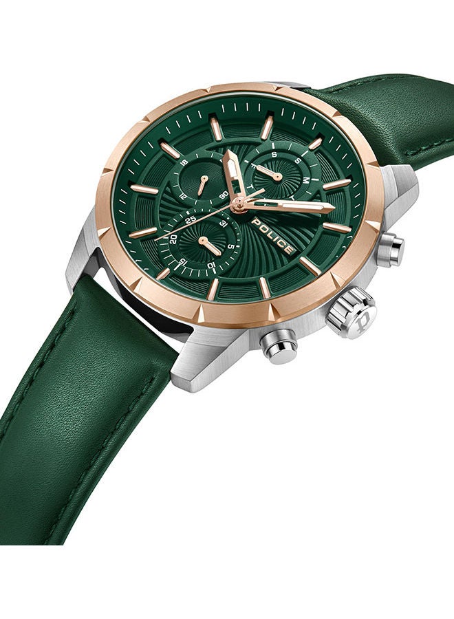 POLICE Men's Neist Leather Strap Chronograph Wrist WatchPEWJF2227103 - 45mm - Green - Image 2