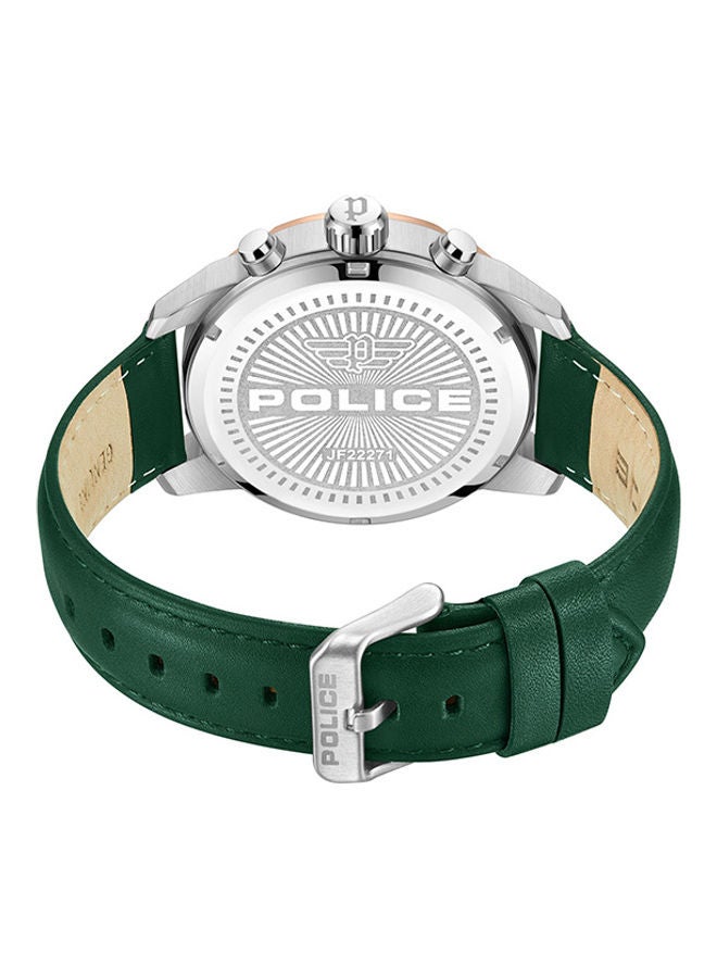POLICE Men's Neist Leather Strap Chronograph Wrist WatchPEWJF2227103 - 45mm - Green - Image 3