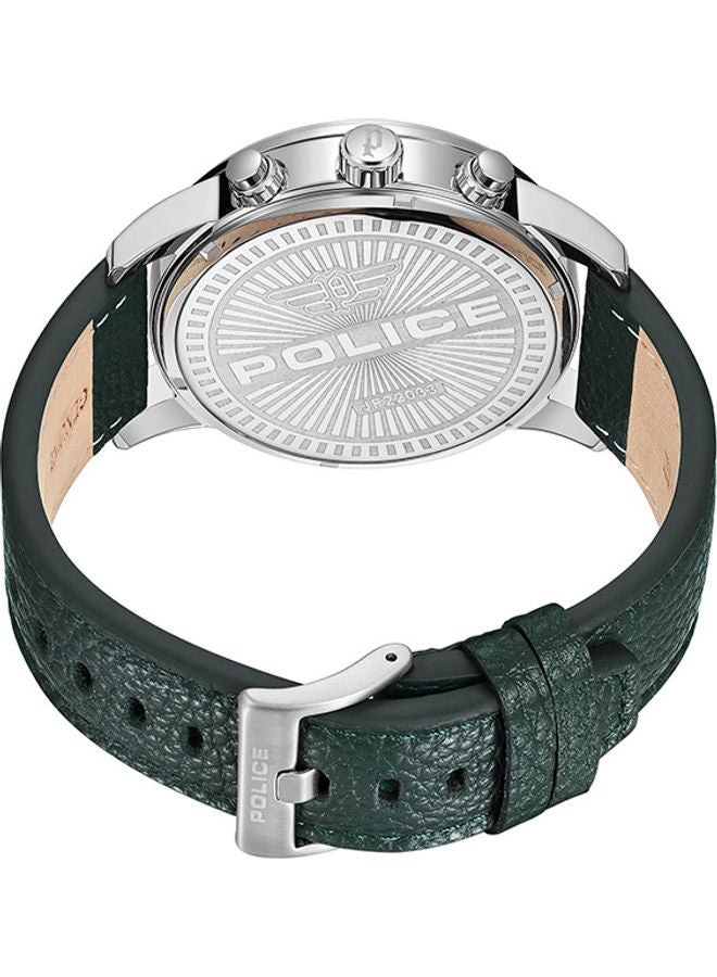 POLICE - Men's Lanshu Leather Strap Analog Wrist Watch PEWJF2203307 - 48mm - Green - Image 1