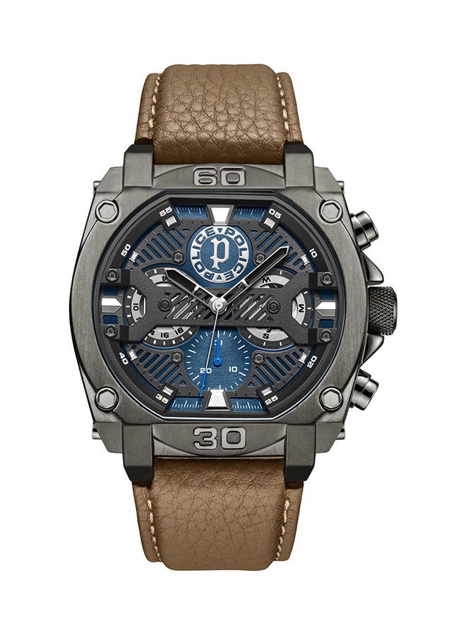 بوليس ساعة كرونوغراف بسوار جلدي من نوروود PEWJF2226804 - 45 مم - بني - Image 1