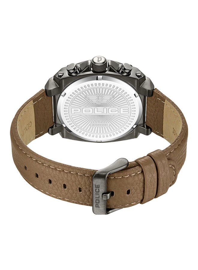 بوليس ساعة كرونوغراف بسوار جلدي من نوروود PEWJF2226804 - 45 مم - بني - Image 3