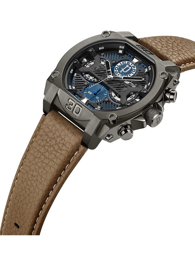 بوليس ساعة كرونوغراف بسوار جلدي من نوروود PEWJF2226804 - 45 مم - بني - Image 2