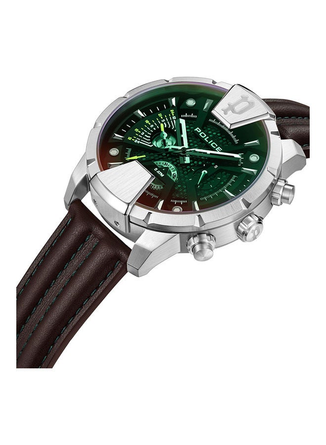 بوليس ساعة يد تناظرية بحزام جلدي من هانتلي PEWJF2203705 - 45 مم - بني - Image 2