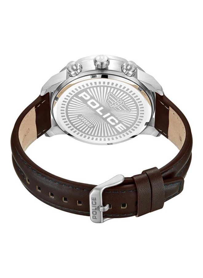 بوليس ساعة يد تناظرية بحزام جلدي من هانتلي PEWJF2203705 - 45 مم - بني - Image 3