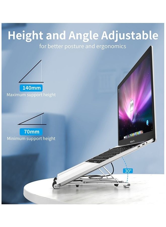 Laptop Holder Stand With 7 in 1 USB C Multiport Hub USB Type C to 4K HDMI/2 x USB A/SD TF Card Reader/Type C & PD Port for Macbook/Dell/Lenovo/XPS/Mi & Notebook Grey/Black