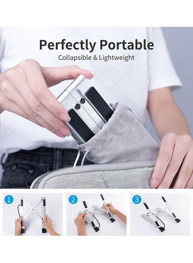 Laptop Holder Stand With 7 in 1 USB C Multiport Hub USB Type C to 4K HDMI/2 x USB A/SD TF Card Reader/Type C & PD Port for Macbook/Dell/Lenovo/XPS/Mi & Notebook Grey/Black