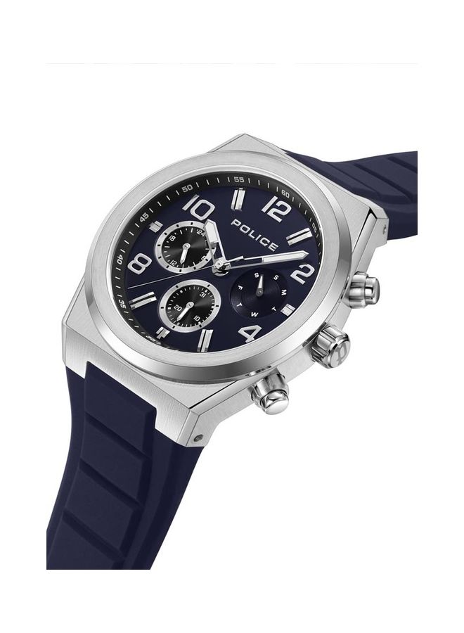 POLICE Men's Salkantay Silicone Strap Chronograph Wrist Watch PEWJQ2226701 - 45mm - Blue  - Image 2