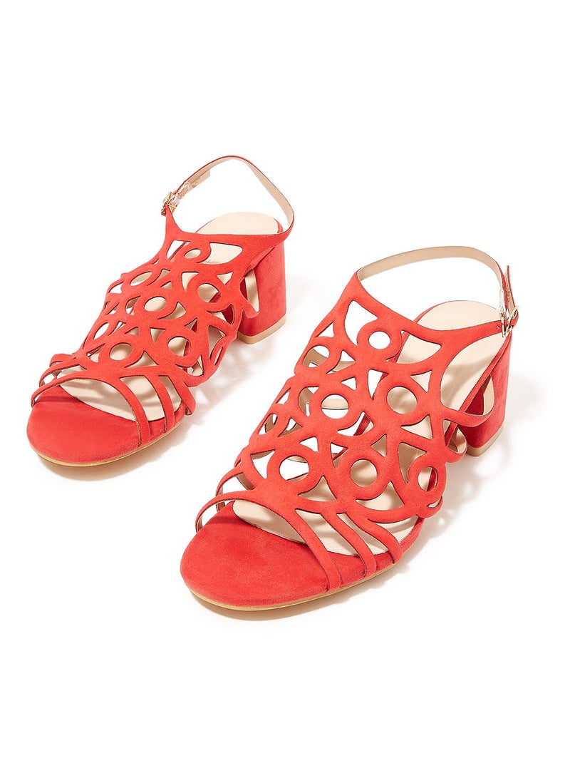 Ronnie Grey - Faux Suede Sandals Red - Image 1