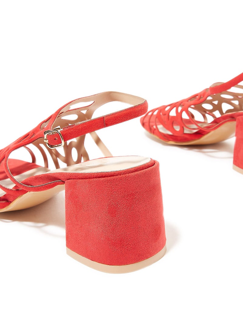 Ronnie Grey - Faux Suede Sandals Red - Image 1