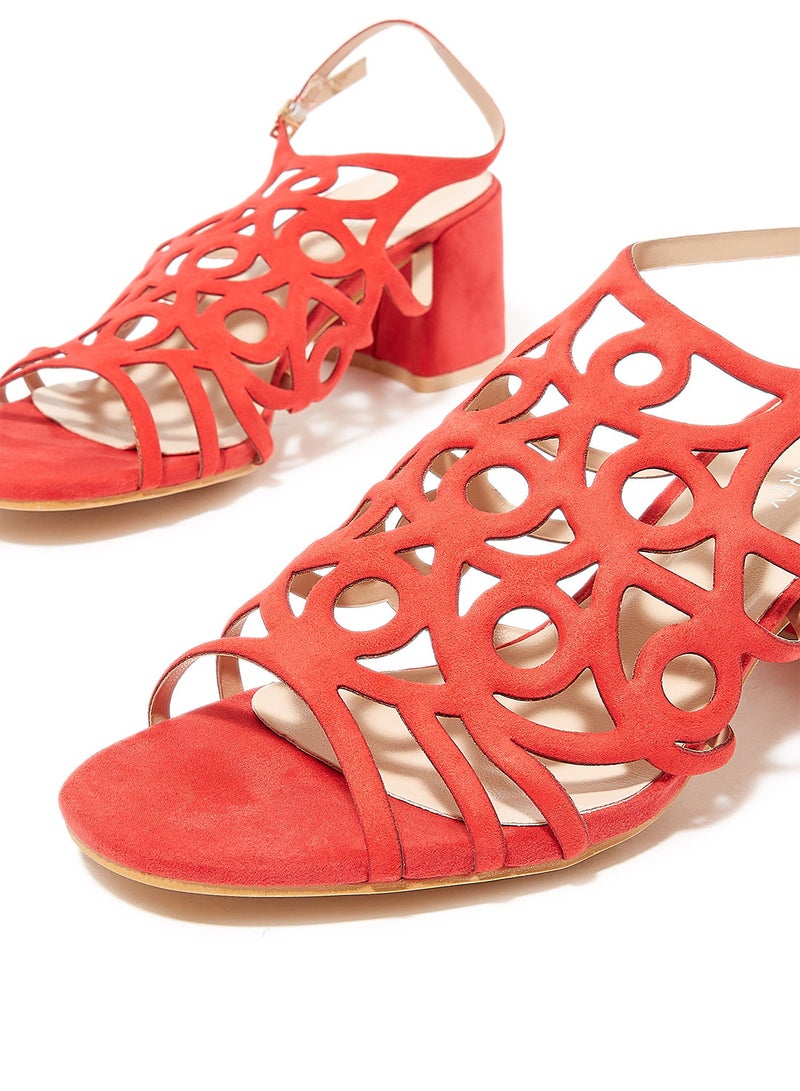 Ronnie Grey - Faux Suede Sandals Red - Image 1