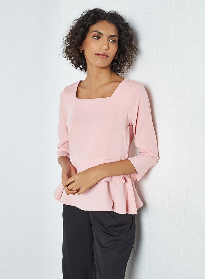CODE BY LIFESTYLE - Layered Peplum Top Pink - Image 1