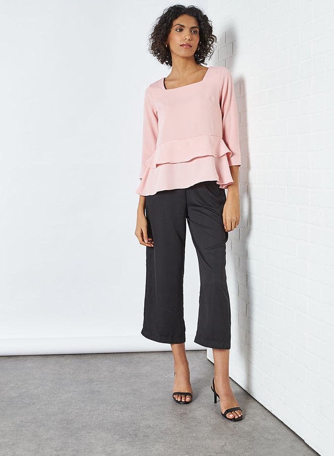 CODE BY LIFESTYLE - Layered Peplum Top Pink - Image 1