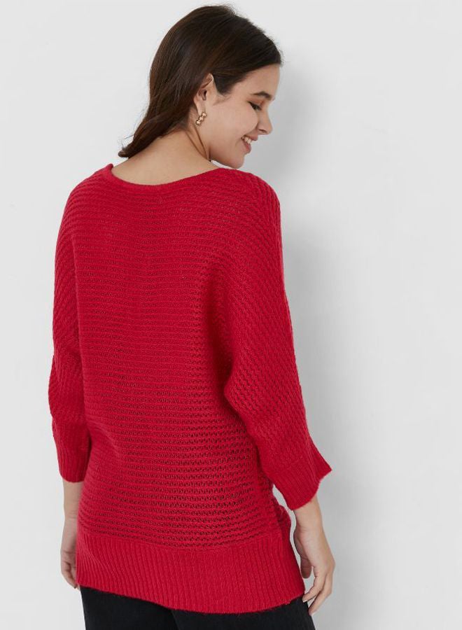 Solid Textured Pullover Virtual Red - v1660109093/N41894679V_2