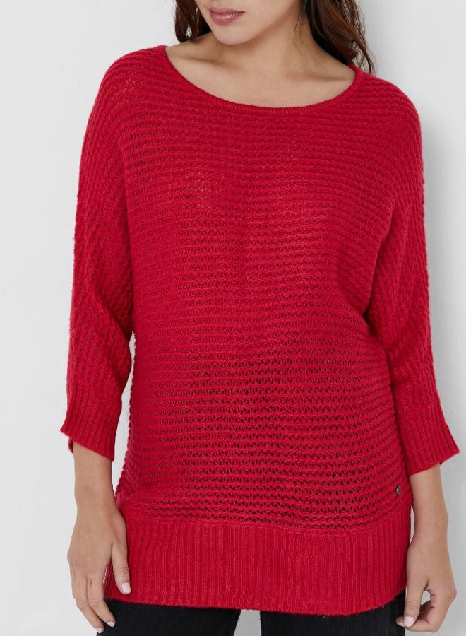 Solid Textured Pullover Virtual Red - v1660109094/N41894679V_1