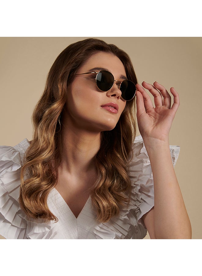 VINCENT CHASE Vintage Full Rim Round Polarized & UV Protected Sunglasses For Men & Women VC S13112 - 51mm - Gold  - Image 4