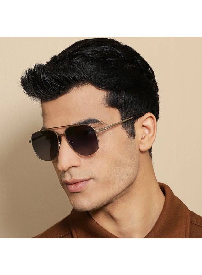 VINCENT CHASE Vintage Full Rim Square Frame Polarized & UV Protected Sunglasses VC S12934 - 55mm - Gold  - Image 3