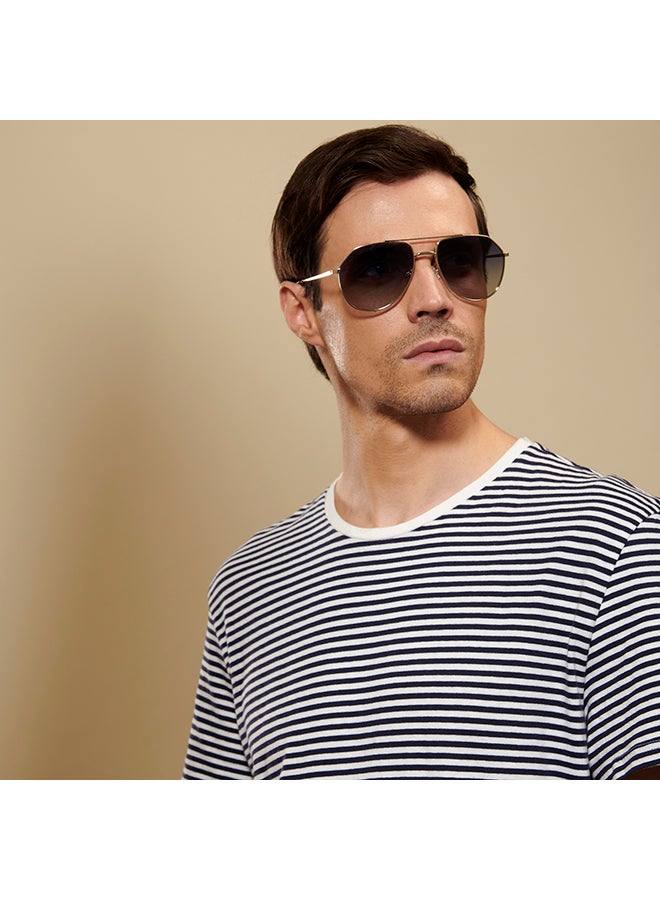VINCENT CHASE - Vintage Full Rim Aviator Frame Polarized & UV Protected Sunglasses VC S13715 - 58mm - Gold - Image 1