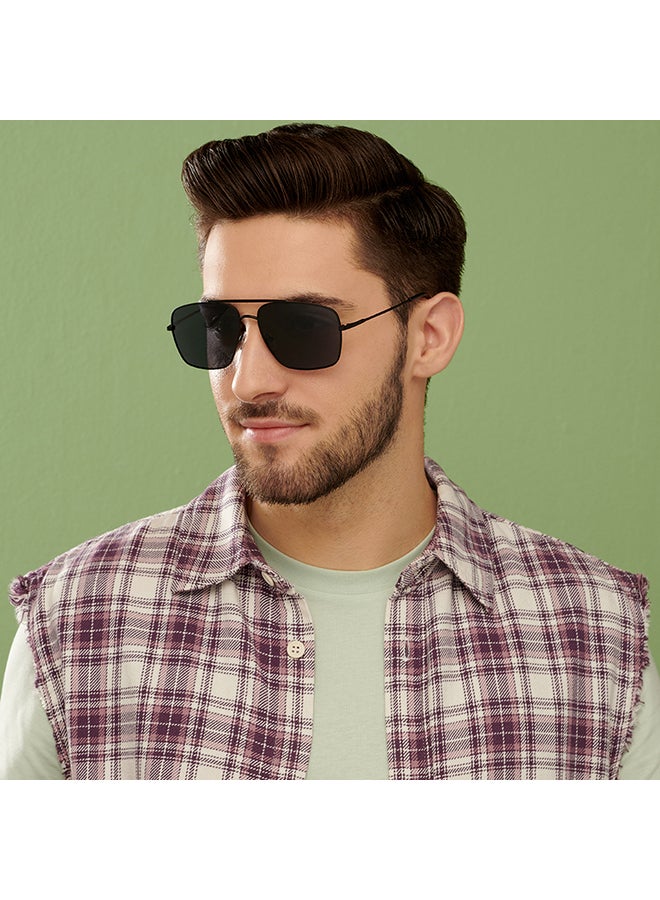 VINCENT CHASE Vintage Full Rim Square Frame Polarized & UV Protected Sunglasses VC S13716 - 60mm - Black  - Image 3