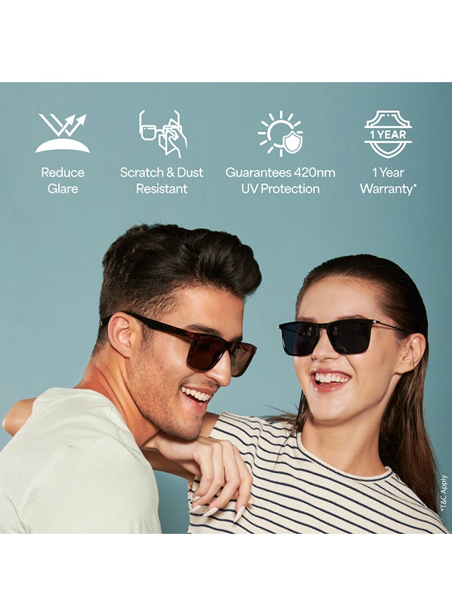 VINCENT CHASE - Athleisure Wayfarer Frame Polarized & UV Protected Sunglasses VC S14525 - Lens Size: 59mm - Black - Image 1
