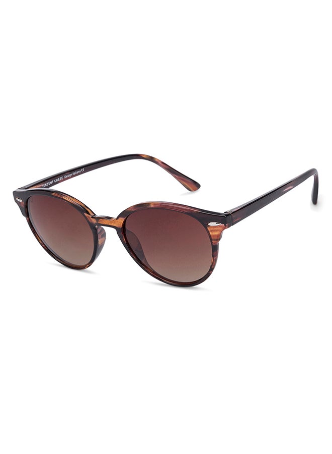 VINCENT CHASE Mirage Full Rim Round Polarized & UV Protected Sunglasses For Men & Women VC S12585 - 51mm - Brown  - Image 2