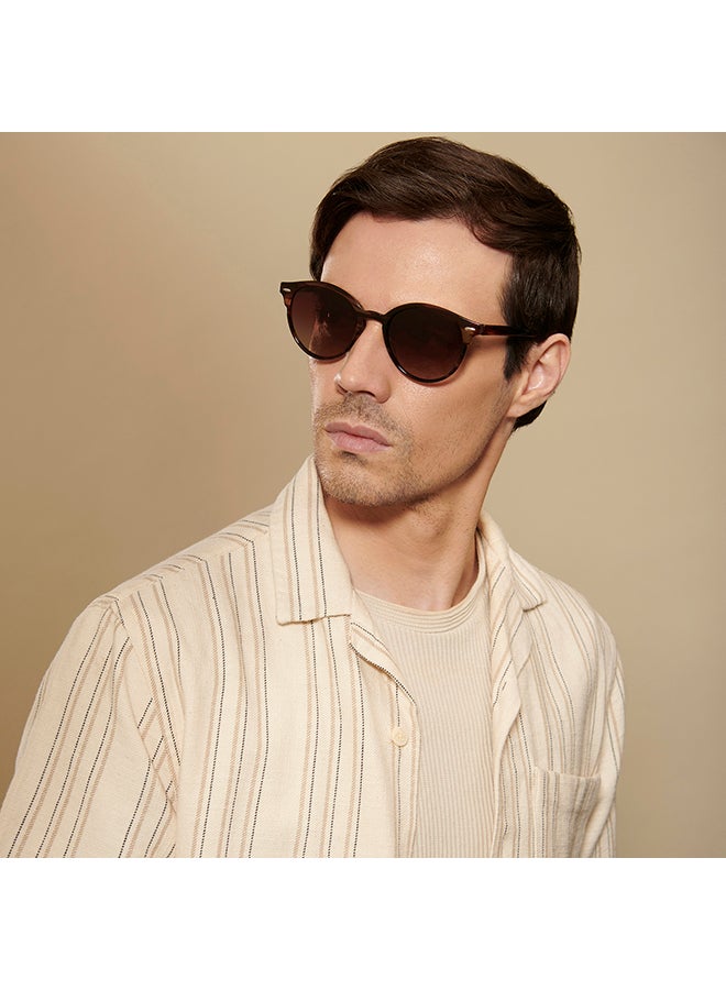 VINCENT CHASE Mirage Full Rim Round Polarized & UV Protected Sunglasses For Men & Women VC S12585 - 51mm - Brown  - Image 3