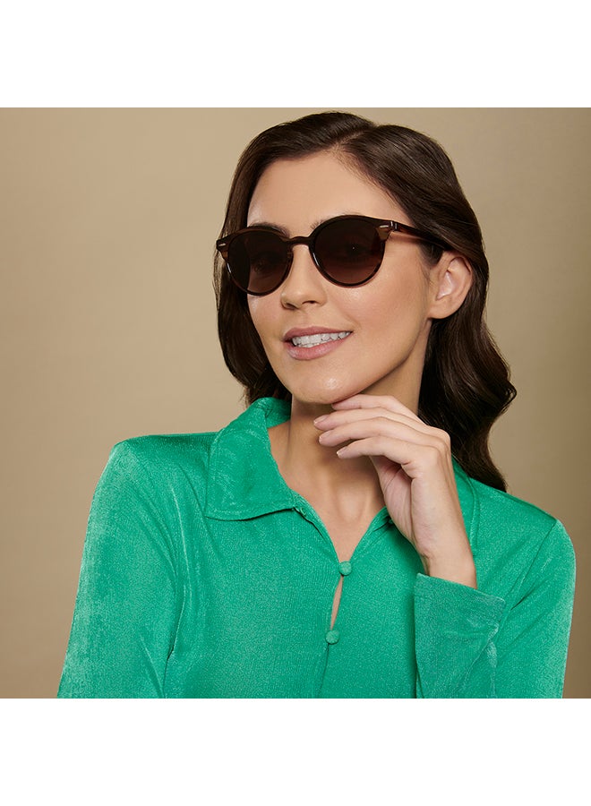 VINCENT CHASE Mirage Full Rim Round Polarized & UV Protected Sunglasses For Men & Women VC S12585 - 51mm - Brown  - Image 4
