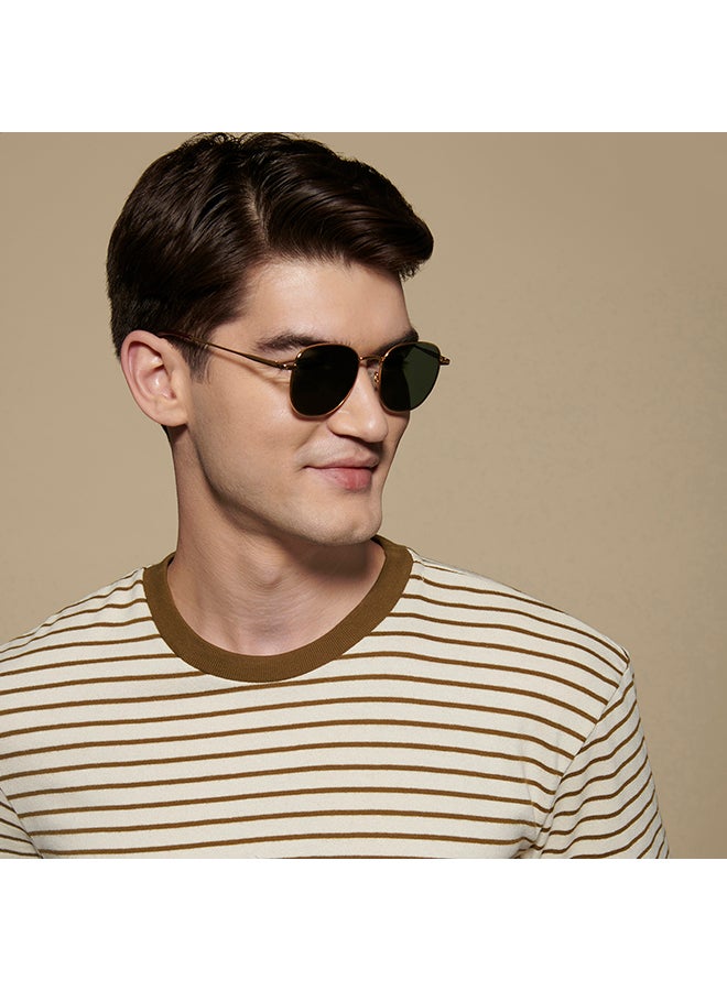 VINCENT CHASE Vintage Full Rim Round Frame Polarized & UV Protected Sunglasses VC S13119 - 51mm - Gold  - Image 3