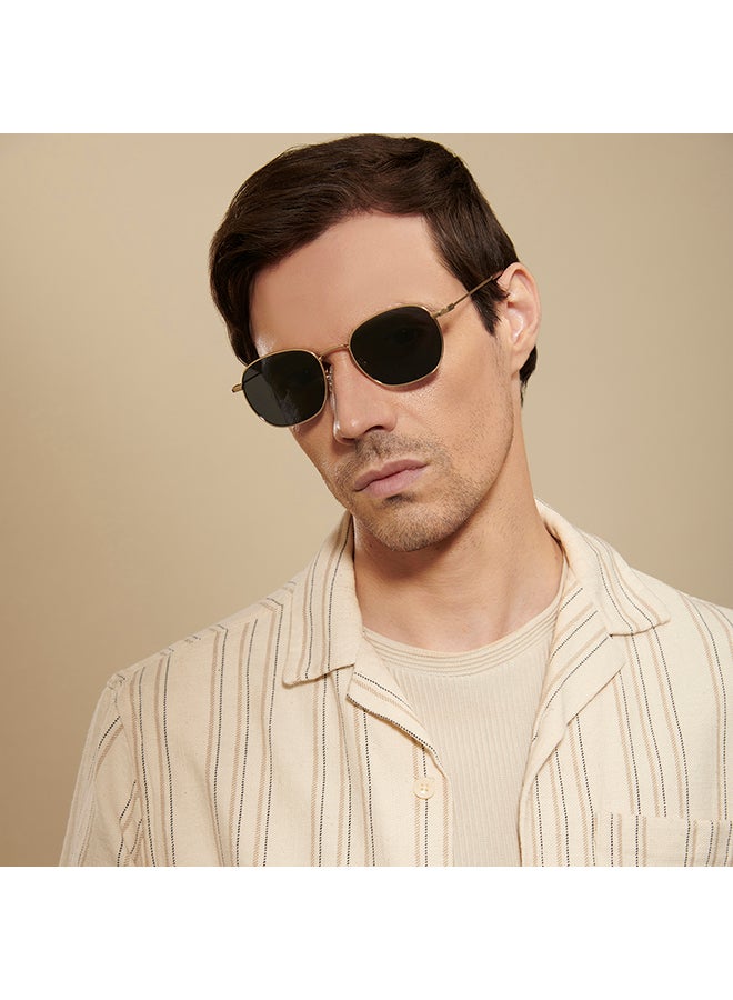 VINCENT CHASE - Vintage Full Rim Round Frame Polarized & UV Protected Sunglasses VC S13132 - 52mm - Gold - Image 1