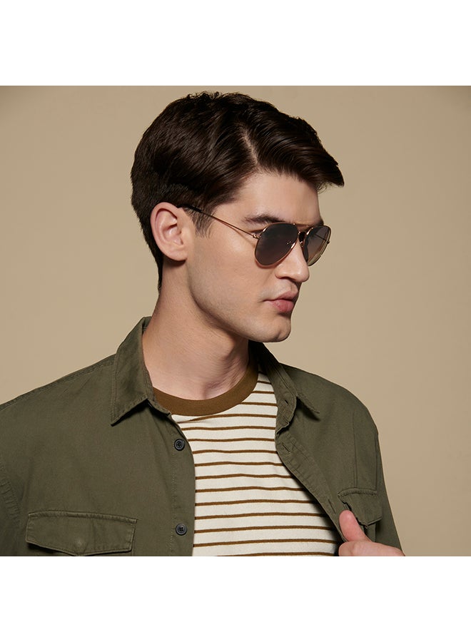 VINCENT CHASE Top Guns Full Rim Aviator Polarized & UV Protected Sunglasses For Men & Women VC 5158 - 58mm - Gold  - Image 3