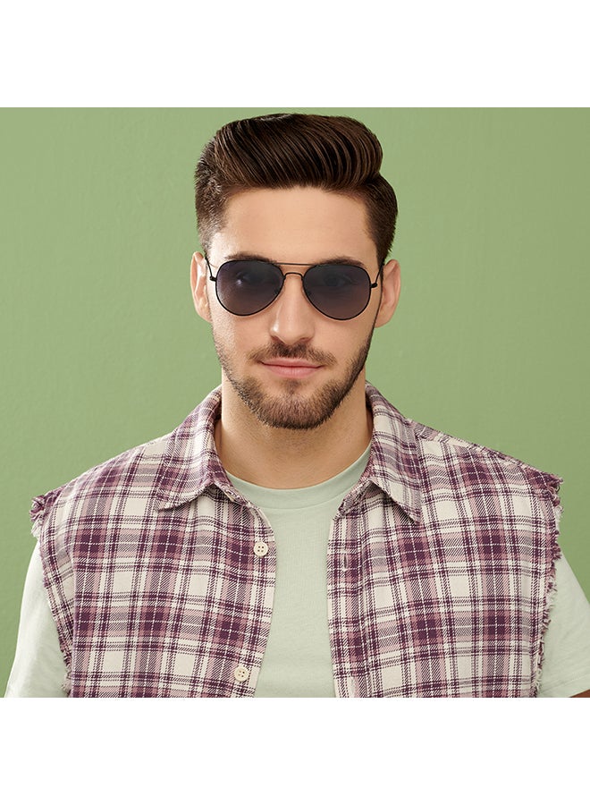 VINCENT CHASE Vintage Full Rim Aviator Polarized & UV Protected Sunglasses For Men & Women VC 5158/P - 57mm - Black  - Image 3