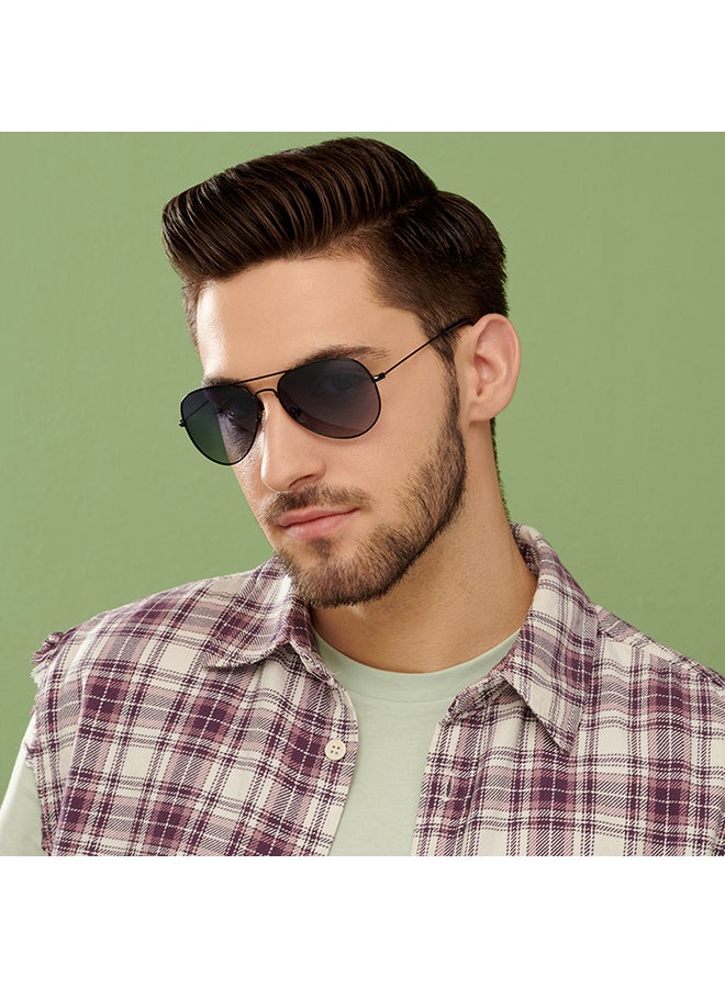 VINCENT CHASE Vintage Full Rim Aviator Polarized & UV Protected Sunglasses For Men & Women VC 5158/P - 57mm - Black  - Image 4