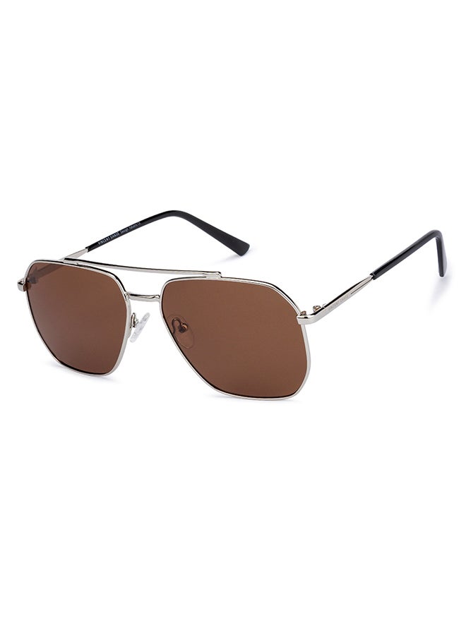 VINCENT CHASE - Vintage Full Rim Square Polarized & UV Protected Sunglasses For Men & Women VC S12593/P - 58mm - Silver - Image 1