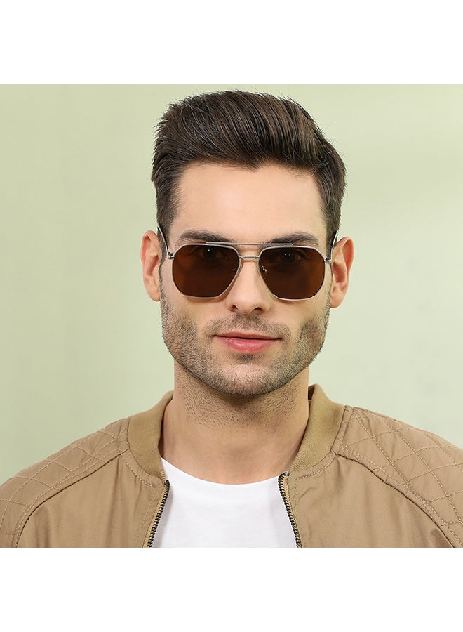 VINCENT CHASE - Vintage Full Rim Square Polarized & UV Protected Sunglasses For Men & Women VC S12593/P - 58mm - Silver - Image 1