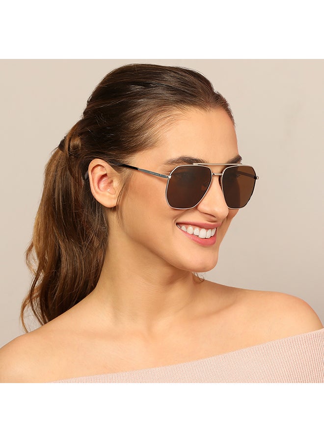 VINCENT CHASE - Vintage Full Rim Square Polarized & UV Protected Sunglasses For Men & Women VC S12593/P - 58mm - Silver - Image 1