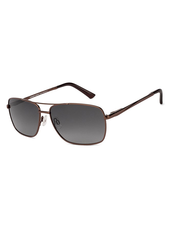VINCENT CHASE - Nomades Full Rim Rectangular Shape Polarized & UV Protected Sunglasses VC S10802 - Lens Size: 63mm - Brown - Image 1
