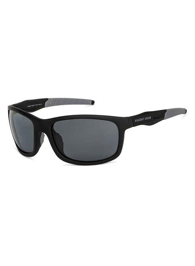 VINCENT CHASE Mirage Full Rim Sport Polarized & UV Protected Sunglasses VC S14116 - Lens Size: 58mm - Black  - Image 2