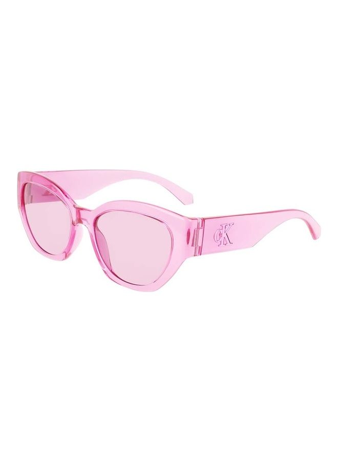كالفن كلاين جينز Women's Full Rim Injected Cat Eye Sunglasses CKJ22634S 5518 (675) Transparent Pink  - Image 1
