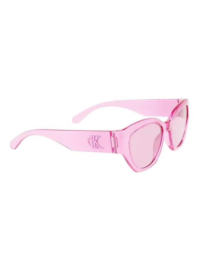 كالفن كلاين جينز Women's Full Rim Injected Cat Eye Sunglasses CKJ22634S 5518 (675) Transparent Pink  - Image 3