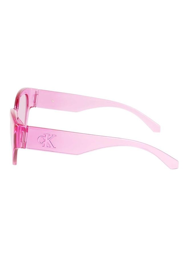 كالفن كلاين جينز Women's Full Rim Injected Cat Eye Sunglasses CKJ22634S 5518 (675) Transparent Pink  - Image 5