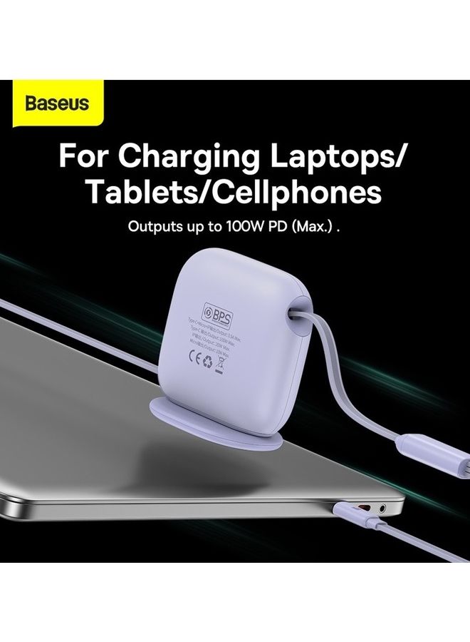 Baseus iPhone 15, 3 in 1 Fast Charging Cable 100W Retractable 1.7M, Type C to Lightning/USB-C/Micro, Data Transfer for iPhone 15 Pro Max, iPhone 15/15 Plus, iPad Pro, and MacBook/Huawei/Samsung and More Purple Purple - Image 5