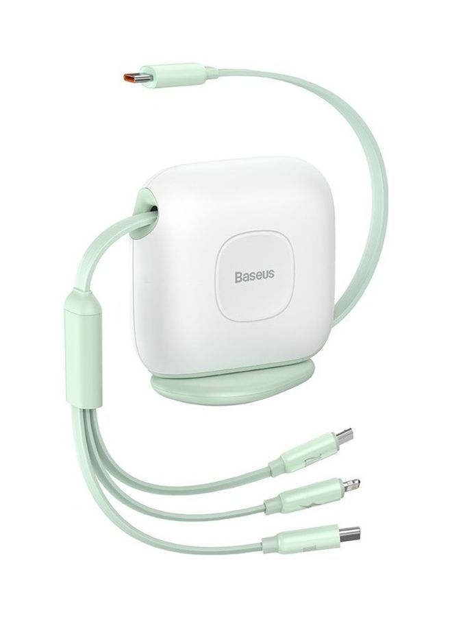 Baseus iPhone 15, 3 in 1 Fast Charging Cable 100W Retractable 1.7M, Type C to Lightning/USB-C/Micro, Data Transfer for iPhone 15 Pro Max, iPhone 15/15 Plus, iPad Pro, and MacBook/Huawei/Samsung and More Green Green - Image 1