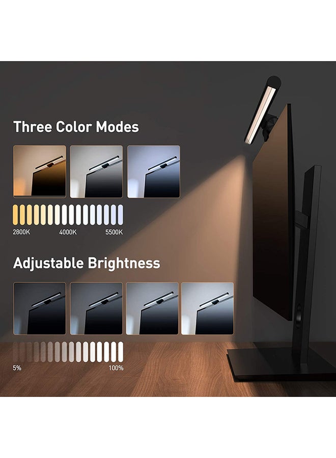 Baseus - Computer Monitor Light Screen bar E-Reading USB Powe Monitor Clamp Lamp Dimmable Eye Protect Monitor Lamps Adjustable Brightness/Color Temperature Over Monitor Light Bar Black - Image 1