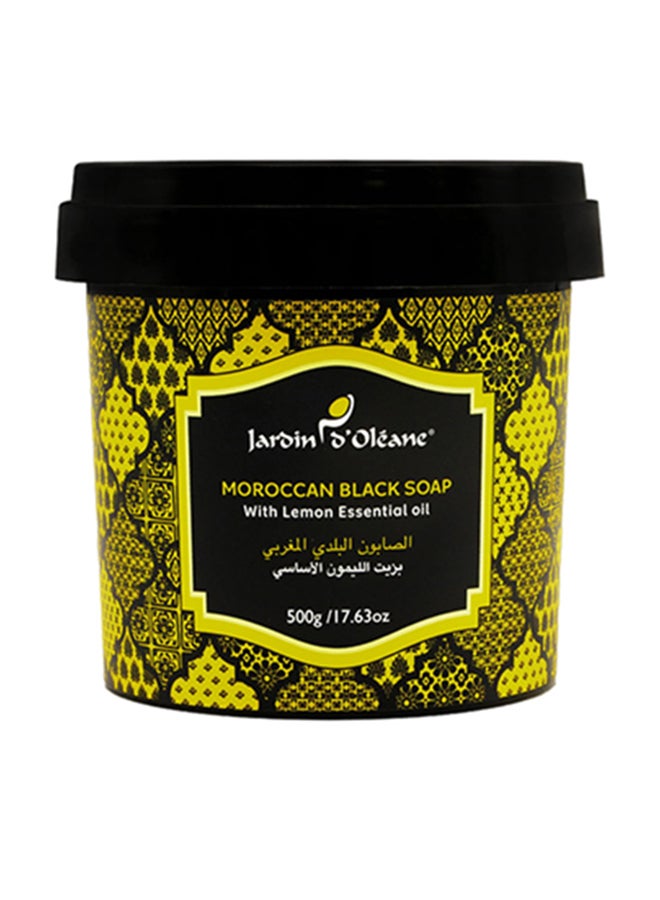 JARDIN D OLEANE Moroccan Black Soap With Lemon Essential Oil Black 500grams  - Image 1