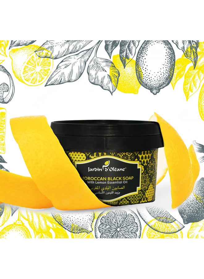 JARDIN D OLEANE Moroccan Black Soap With Lemon Essential Oil 250grams  - Image 3