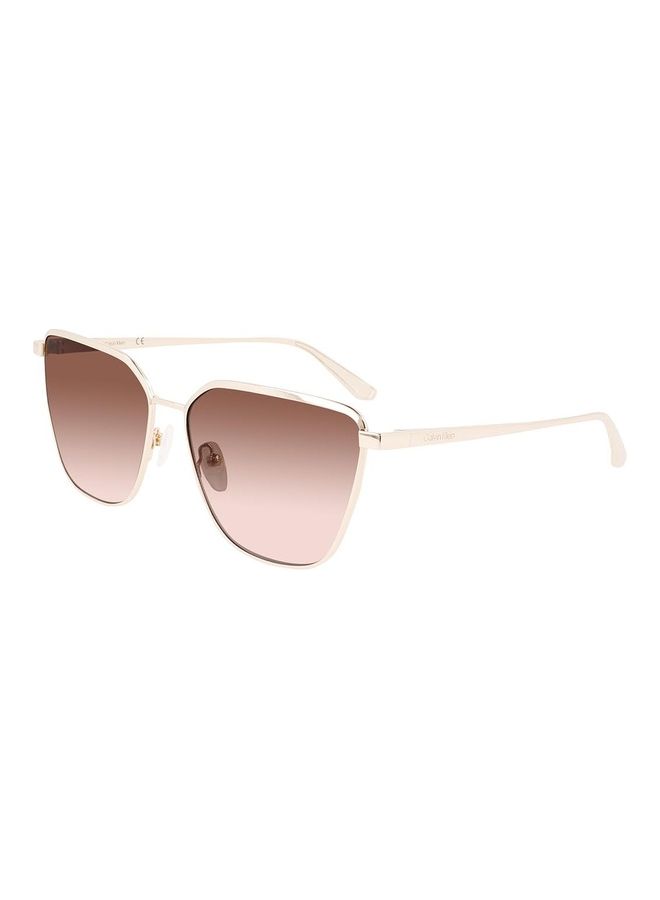 CALVIN KLEIN - Women's Full Rim Metal Square Sunglasses CK22104S 6015 (718) Gold / Blush - Image 1