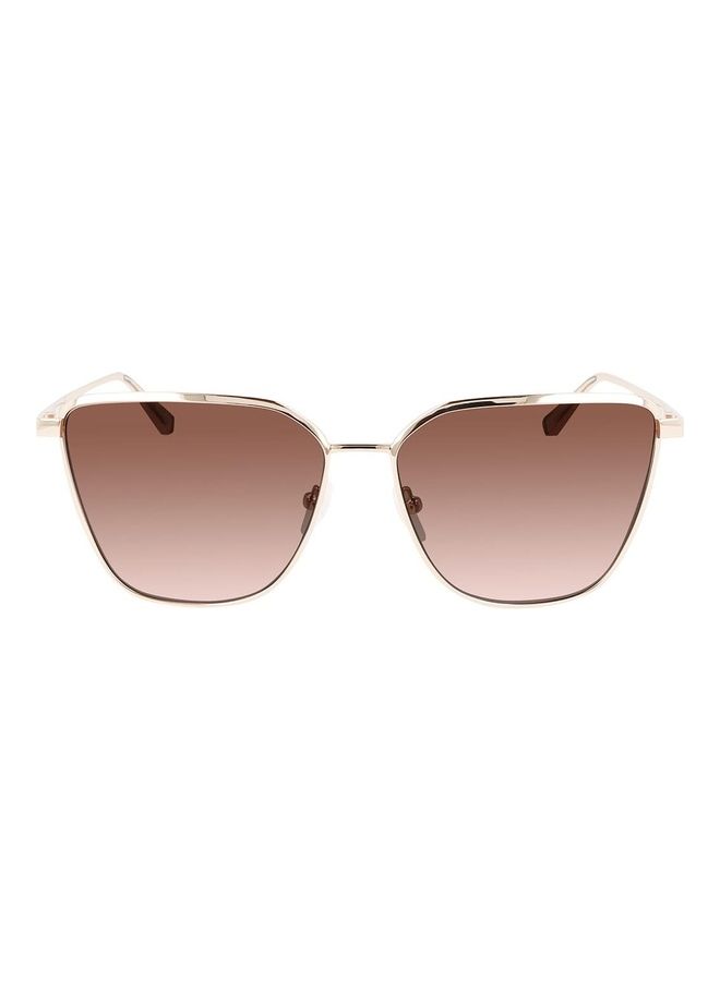 CALVIN KLEIN - Women's Full Rim Metal Square Sunglasses CK22104S 6015 (718) Gold / Blush - Image 1