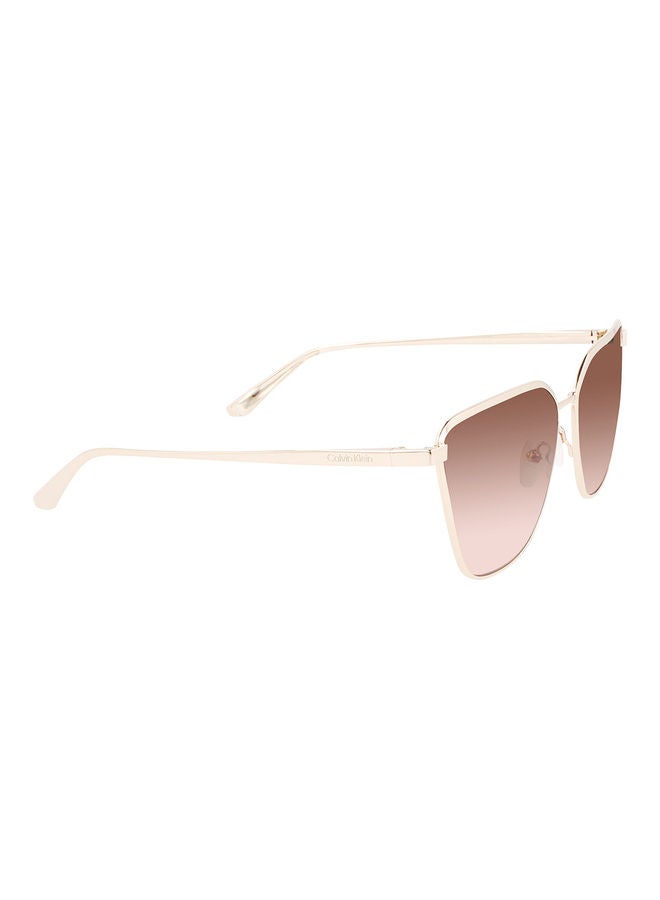 CALVIN KLEIN - Women's Full Rim Metal Square Sunglasses CK22104S 6015 (718) Gold / Blush - Image 1