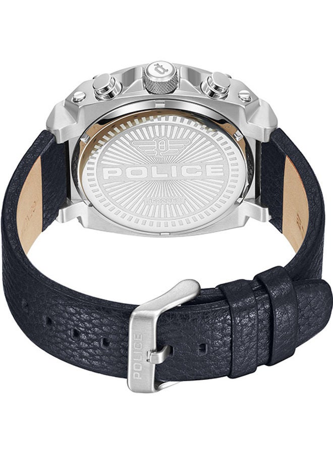 POLICE - Men's Norwood Leather Strap Chronograph Wrist Watch PEWJF2226802 - 45mm - Blue - Image 1