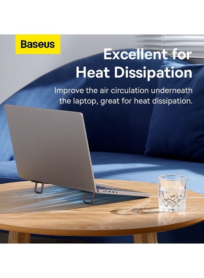 Baseus - 2-Piece Slim Laptop Kickstand Desktop Notebook Heat Dissipation Stand Grey - Image 1